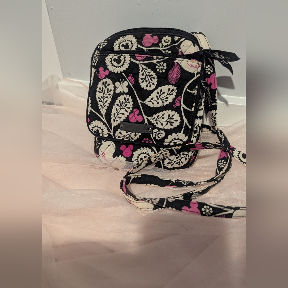 Vera Bradley Floral Black and Pink Disney Crossbody Bag